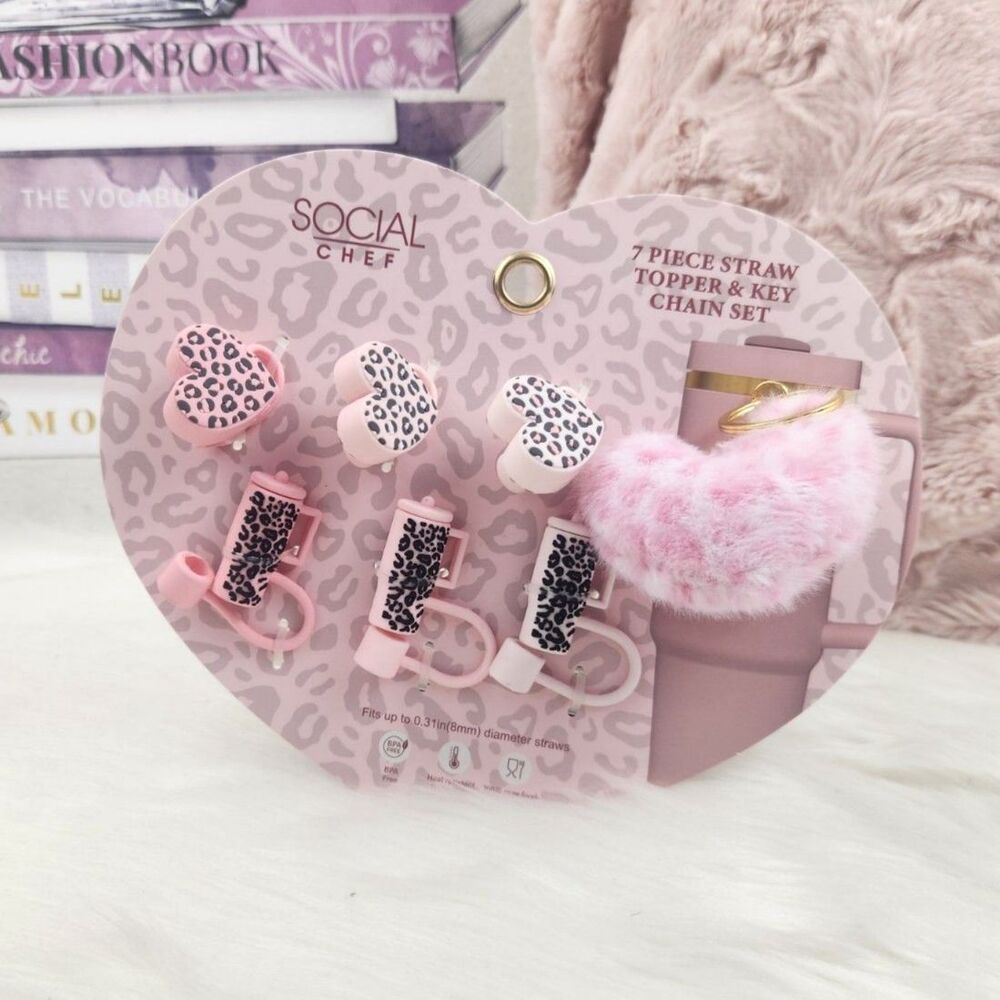Pink {Leopard} Print Straw Toppers